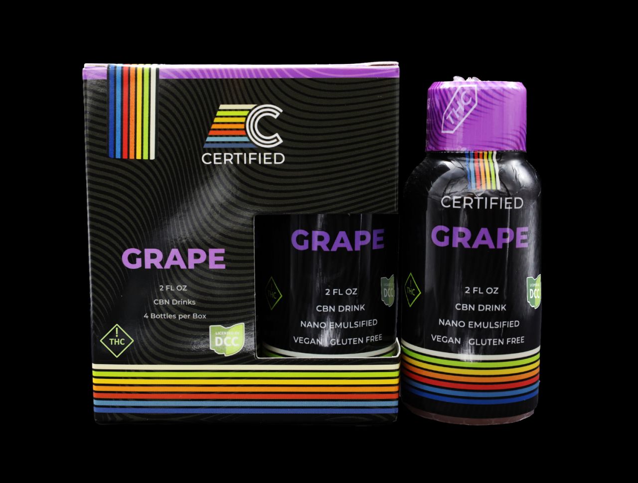 Certified Cultivators Grape + CBN Drink Beverage Edible, 110mg, 4pk