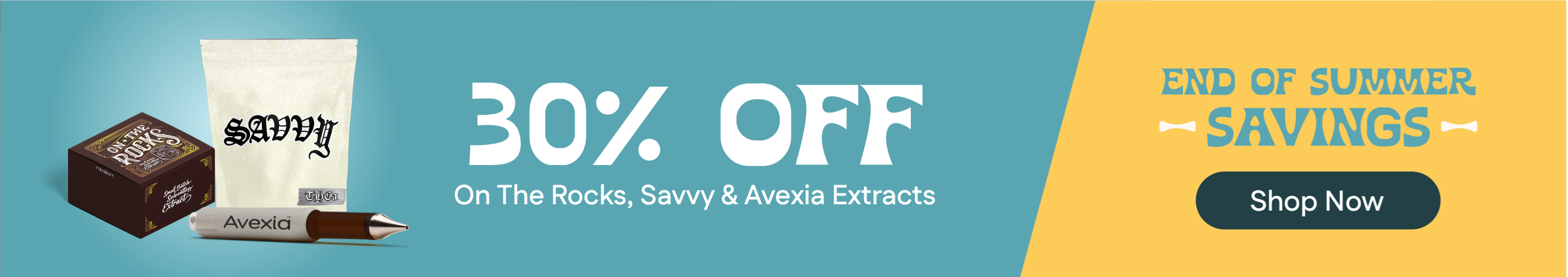30% Off Savvy, On The Rocks & Avexia Extracts