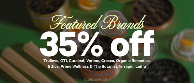 Cannabis Promo, Cannabis Sales, Cannabis Discounts, Cannabis on Sale, 35% Off Featured Brands