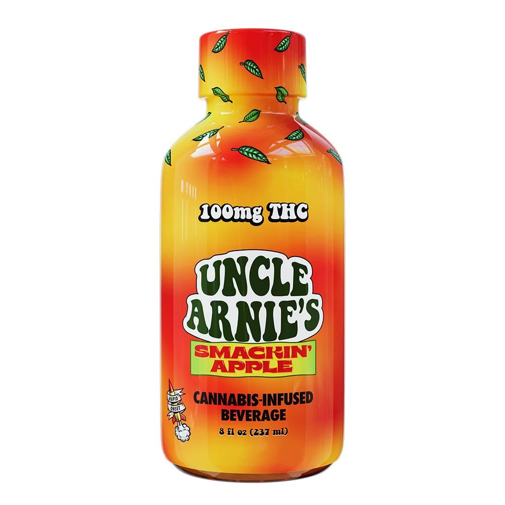 Uncle Arnie's Smackin Apple Drink Beverage Edible, 100mg, 1pk