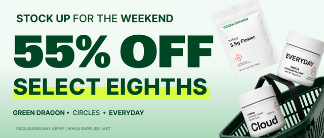 Cannabis Promo, Cannabis Sales, Cannabis Discounts, Cannabis on Sale, 55% OFF Select 3.5G! - ALL WEEKEND LONG!