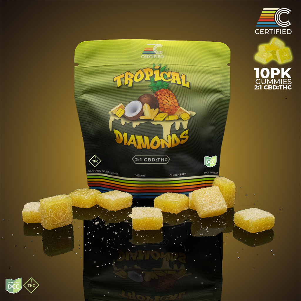 Certified Cultivators 2:1 Tropical Gummy Candy Edible, 100mg, 10pk