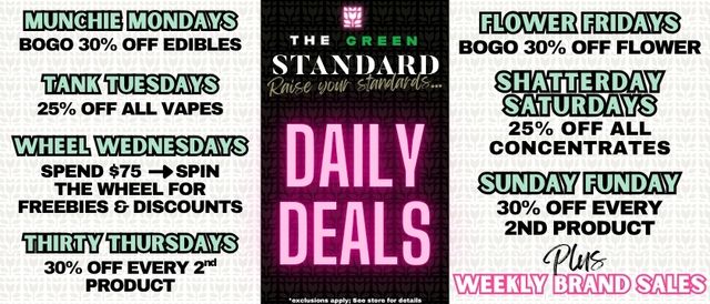 Cannabis Promo, Cannabis Sales, Cannabis Discounts, Cannabis on Sale, Daily Deal - Saturday