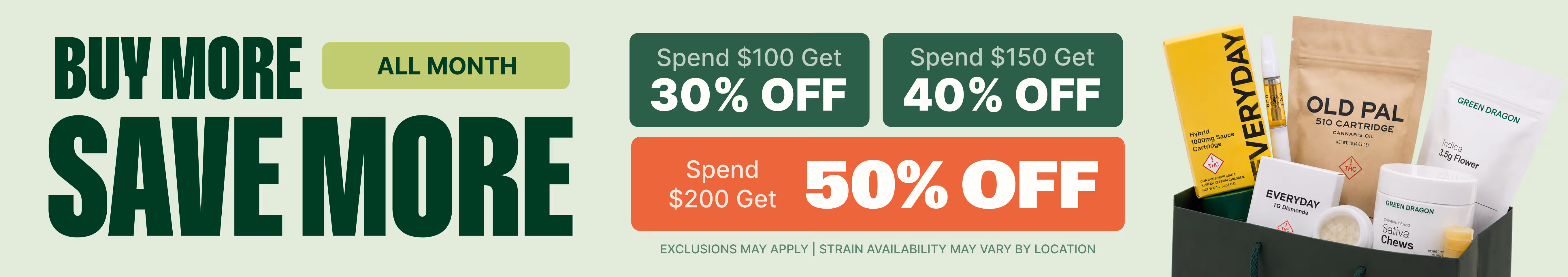 Cannabis Promo, Cannabis Sales, Cannabis Discounts, Cannabis on Sale, Buy More, Save More - Get up to 50% Off!