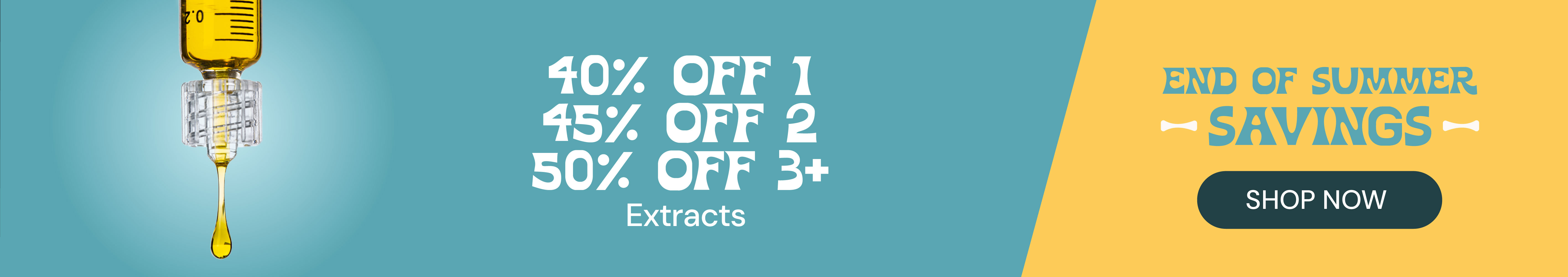 Extracts: 40% OFF 1, 45% OFF 2, 50% OFF 3+