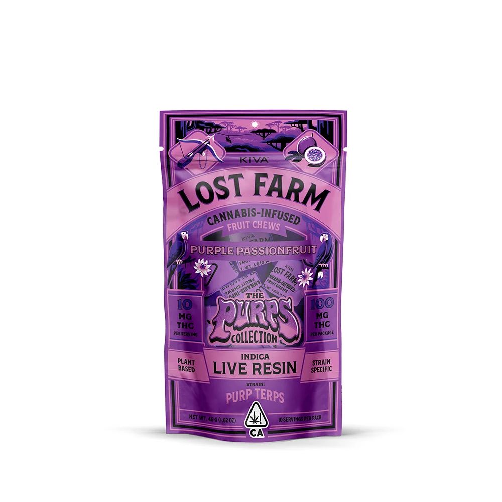 Kiva Lost Farm Purple Passionfruit - Purple Plague Live Resin Soft Candy Edible, 100mg, 10pk