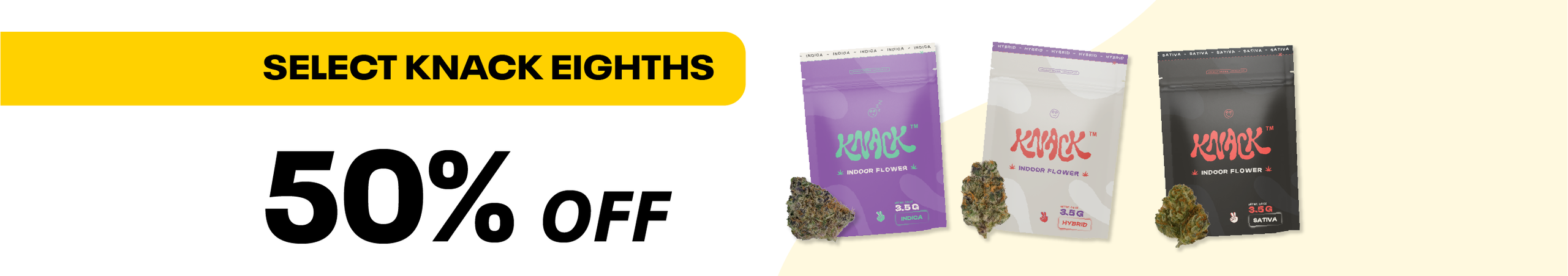 Cannabis Promo, Cannabis Sales, Cannabis Discounts, Cannabis on Sale, 50% Off | Select Knack 3.5g