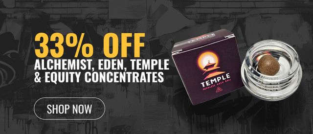 Cannabis Promo, Cannabis Sales, Cannabis Discounts, Cannabis on Sale, 33% off Alchemist, Eden, Temple & Equity Concentrates