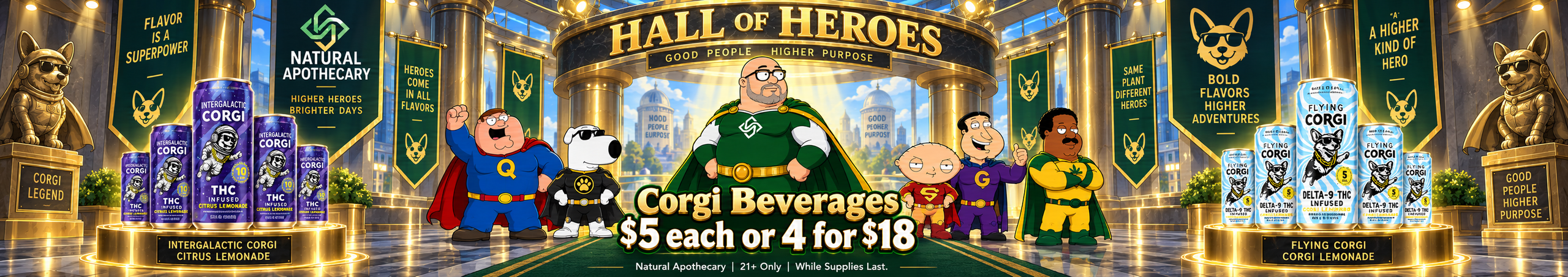 Cannabis Promo, Cannabis Sales, Cannabis Discounts, Cannabis on Sale, Corgi 4 for $18!