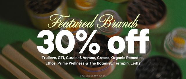 Cannabis Promo, Cannabis Sales, Cannabis Discounts, Cannabis on Sale, 30% Off Featured Brands