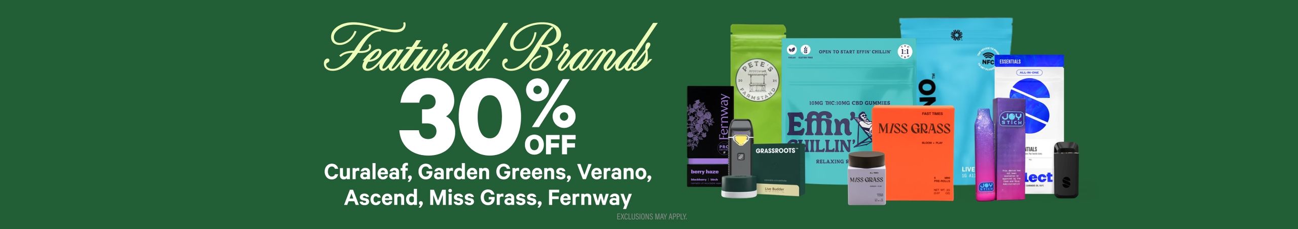 Cannabis Promo, Cannabis Sales, Cannabis Discounts, Cannabis on Sale, 30% Off Featured Brands