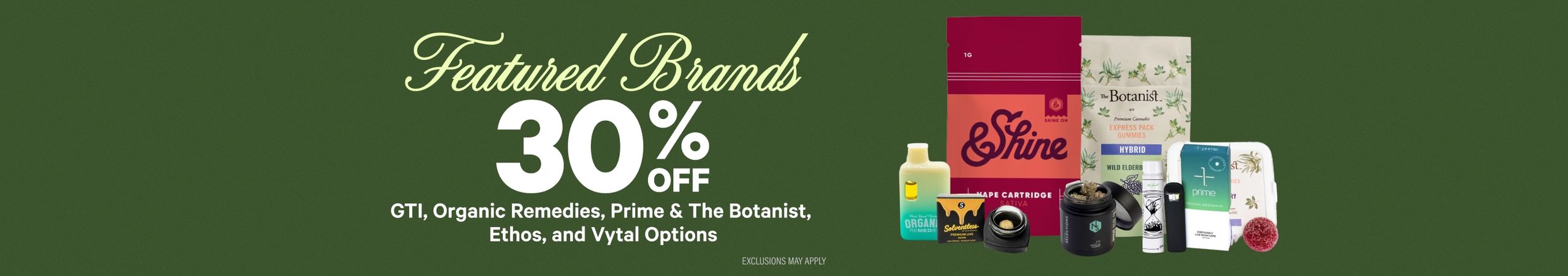 Cannabis Promo, Cannabis Sales, Cannabis Discounts, Cannabis on Sale, 30% Off Featured Brands