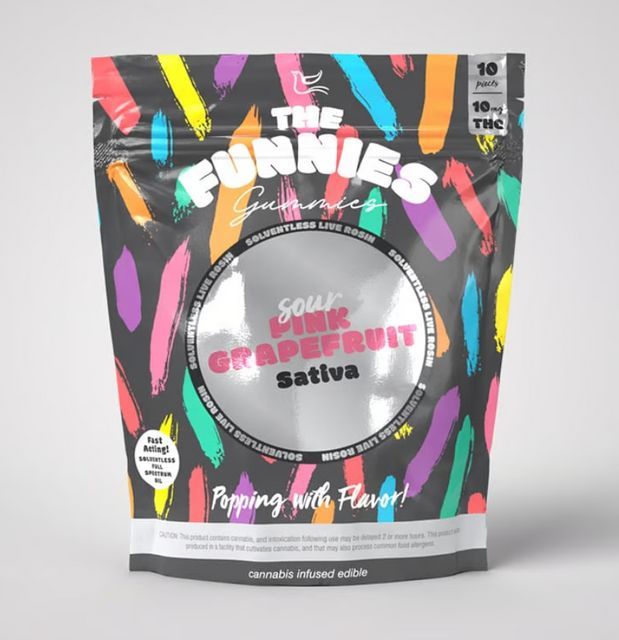 Live Rosin Sour Pink Grapefruit - OGKB The Funnies Gummies Live Rosin Sour Pink Grapefruit - OGKB The Funnies Gummies