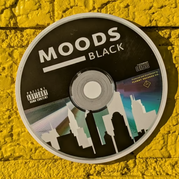 MOODs Black Round Sticker MOODS Black