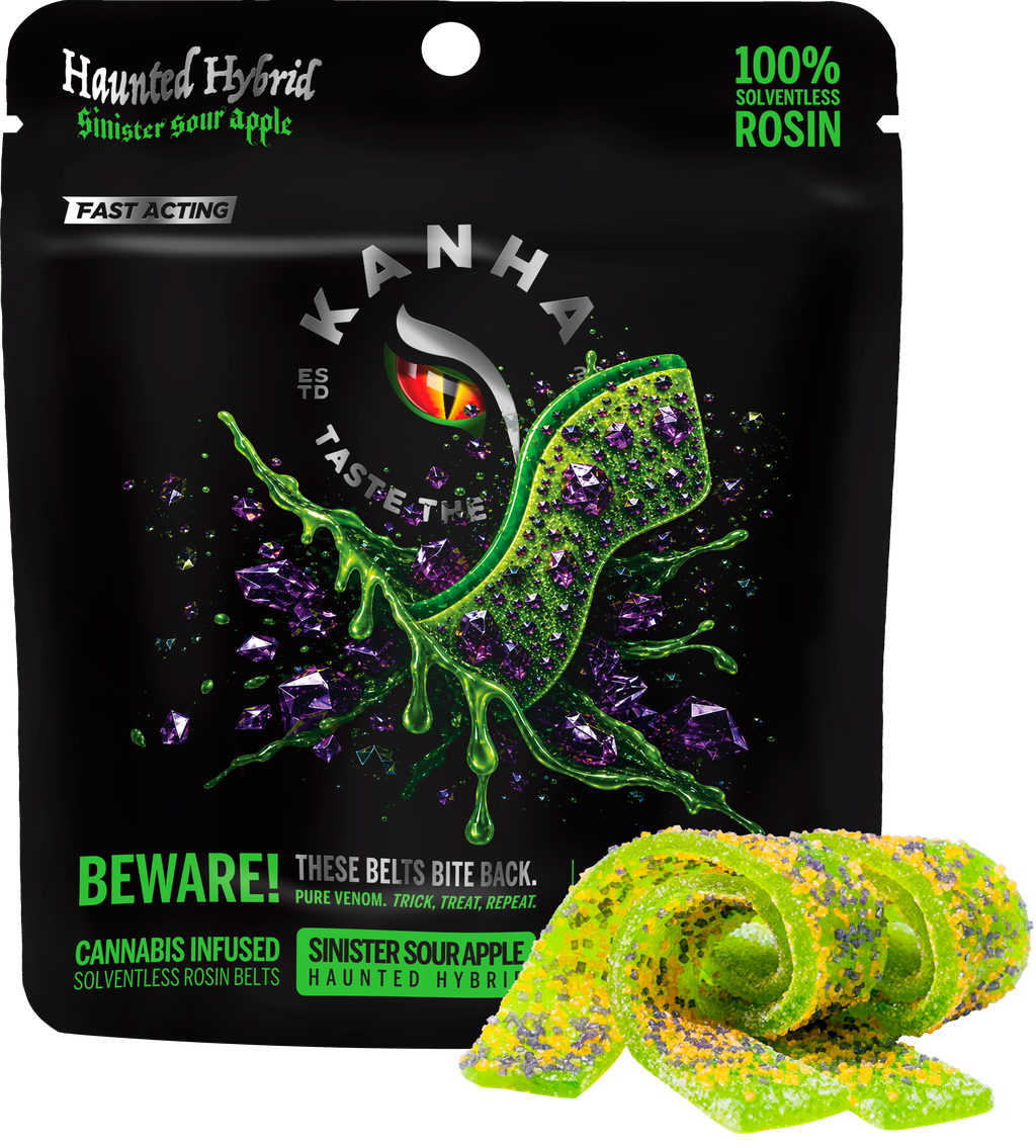 Kanha Sinister Sour Apple Rosin Belts Gummy Candy Edible, 100mg, 4pk - image 2