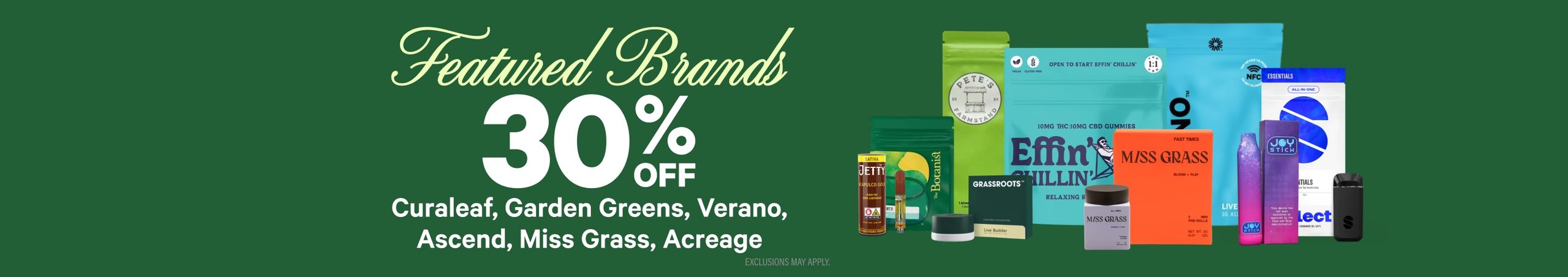Cannabis Promo, Cannabis Sales, Cannabis Discounts, Cannabis on Sale, 30% Off Featured Brands