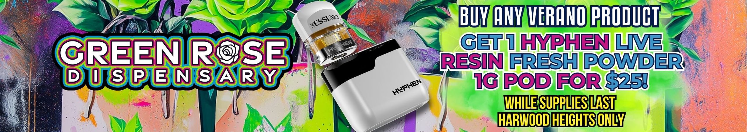 Buy any Verano Product Get Selected Hyphen POD for $25! Cannabis Promo, Cannabis Sales, Cannabis Discounts, Cannabis on Sale, Buy any Verano Product Get Selected Hyphen POD for $25!