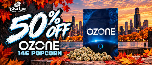 Cannabis Promo, Cannabis Sales, Cannabis Discounts, Cannabis on Sale, 50% off Ozone 14g Popcorn