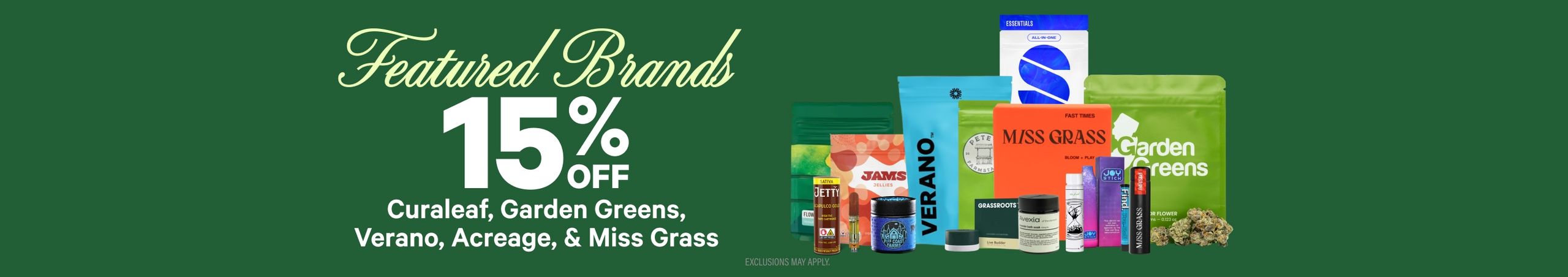 Cannabis Promo, Cannabis Sales, Cannabis Discounts, Cannabis on Sale, 15% Off Featured Brands