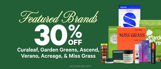 Cannabis Promo, Cannabis Sales, Cannabis Discounts, Cannabis on Sale, 30% Off Featured Brands