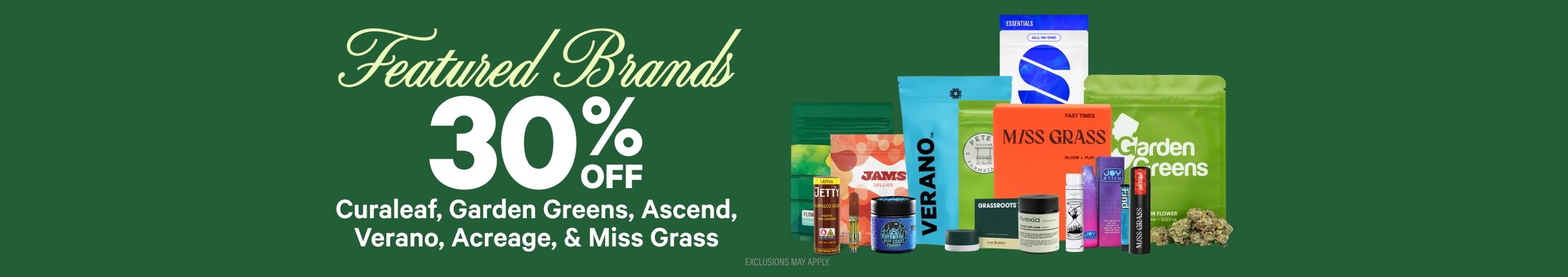 Cannabis Promo, Cannabis Sales, Cannabis Discounts, Cannabis on Sale, 30% Off Featured Brands