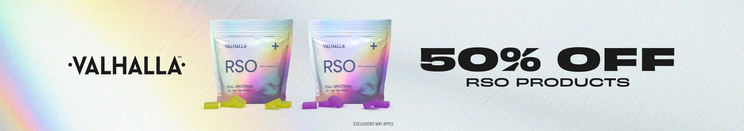 Cannabis Promo, Cannabis Sales, Cannabis Discounts, Cannabis on Sale, 50% Off Valhalla RSO Edibles