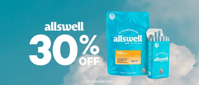 Cannabis Promo, Cannabis Sales, Cannabis Discounts, Cannabis on Sale, TUESDAYS: 30% Off Allswell