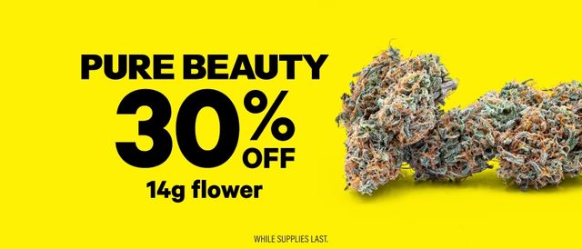 Cannabis Promo, Cannabis Sales, Cannabis Discounts, Cannabis on Sale, THURSDAYS: 30% Off Pure Beauty 14G Flower