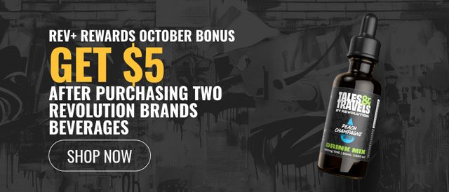 Cannabis Promo, Cannabis Sales, Cannabis Discounts, Cannabis on Sale, Get $5 After Buying 2 Revolution / Tales & Travels Beverages