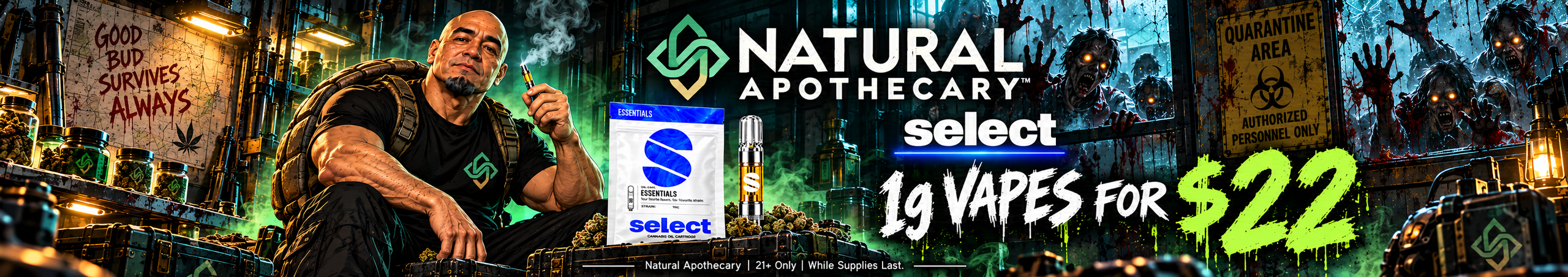 Cannabis Promo, Cannabis Sales, Cannabis Discounts, Cannabis on Sale, ALL Select 1g Vape $22!