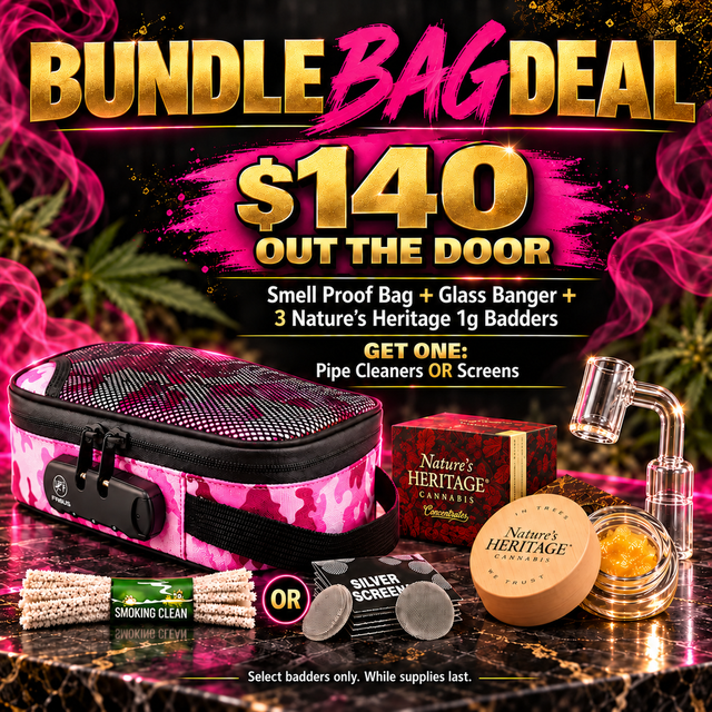 Cannabis Promo, Cannabis Sales, Cannabis Discounts, Cannabis on Sale, Nature's Heritage Badder Bundle