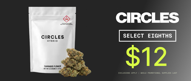 Cannabis Promo, Cannabis Sales, Cannabis Discounts, Cannabis on Sale, $12 Select Circles Eighths - TODAY ONLY!