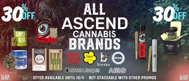 Cannabis Promo, Cannabis Sales, Cannabis Discounts, Cannabis on Sale, 🔥 Ascend Brands 30% Off 🔥