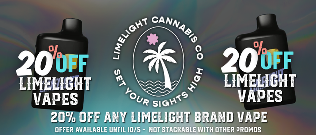 Cannabis Promo, Cannabis Sales, Cannabis Discounts, Cannabis on Sale, 20% off Limelight!
