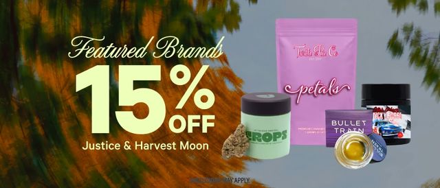 Cannabis Promo, Cannabis Sales, Cannabis Discounts, Cannabis on Sale, 15% Off Featured Brands