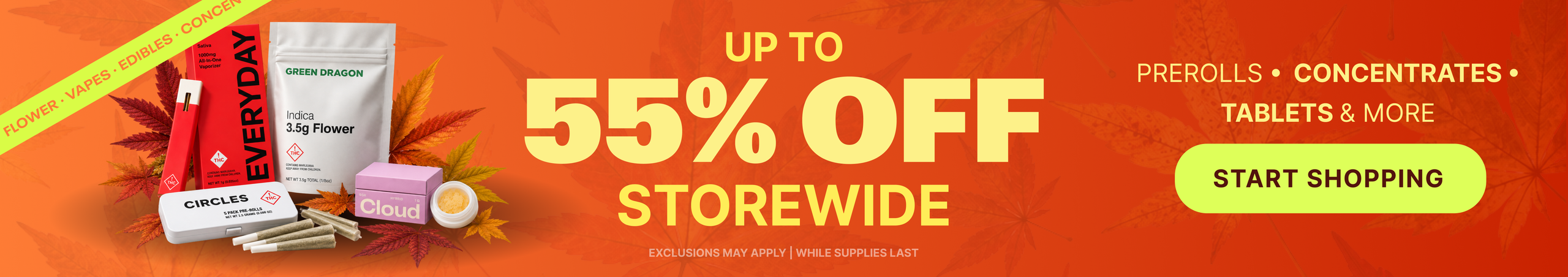 Cannabis Promo, Cannabis Sales, Cannabis Discounts, Cannabis on Sale, October Picks 🍁 - 55% Off Select Products!