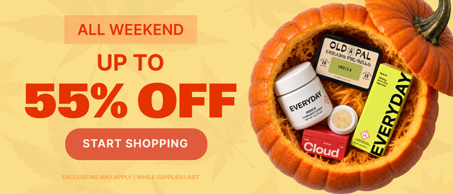 Cannabis Promo, Cannabis Sales, Cannabis Discounts, Cannabis on Sale, 55% Off Select Products! 🍂