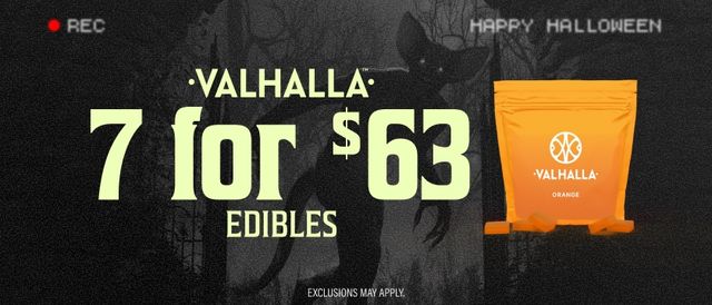 Cannabis Promo, Cannabis Sales, Cannabis Discounts, Cannabis on Sale, 7 for $63 Valhalla Edibles