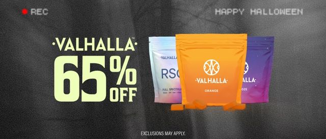 Cannabis Promo, Cannabis Sales, Cannabis Discounts, Cannabis on Sale, 65% Off Valhalla