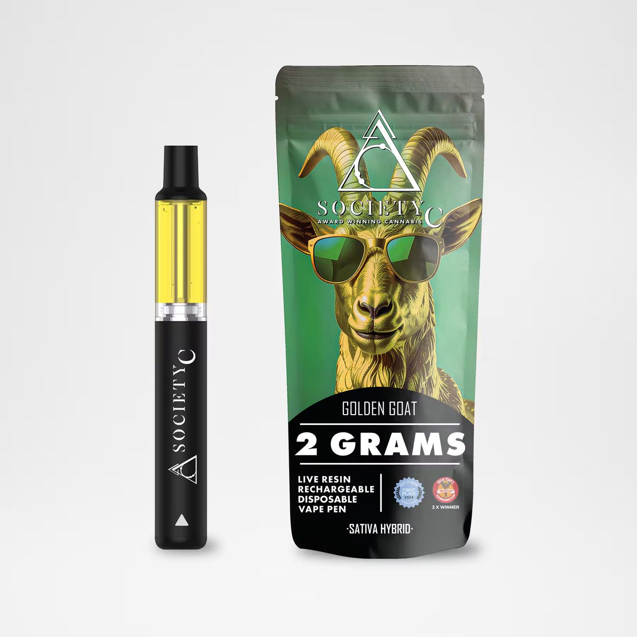 Society C Golden Goat Live Resin All-In-One Vape, 2g