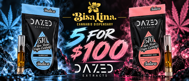 Cannabis Promo, Cannabis Sales, Cannabis Discounts, Cannabis on Sale, 5 For $100 - Dazed Extracts