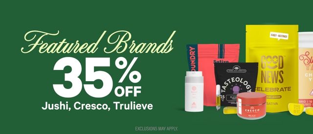 Cannabis Promo, Cannabis Sales, Cannabis Discounts, Cannabis on Sale, 35% Off Featured Brands