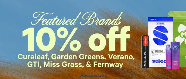 Cannabis Promo, Cannabis Sales, Cannabis Discounts, Cannabis on Sale, 10% Off Featured Brands