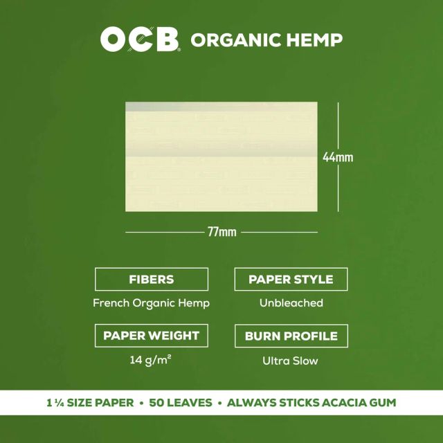 1 1/4 Organic Hemp Rolling Papers + Tips OCB 1 1/4 Organic Hemp Rolling Papers + Tips OCB