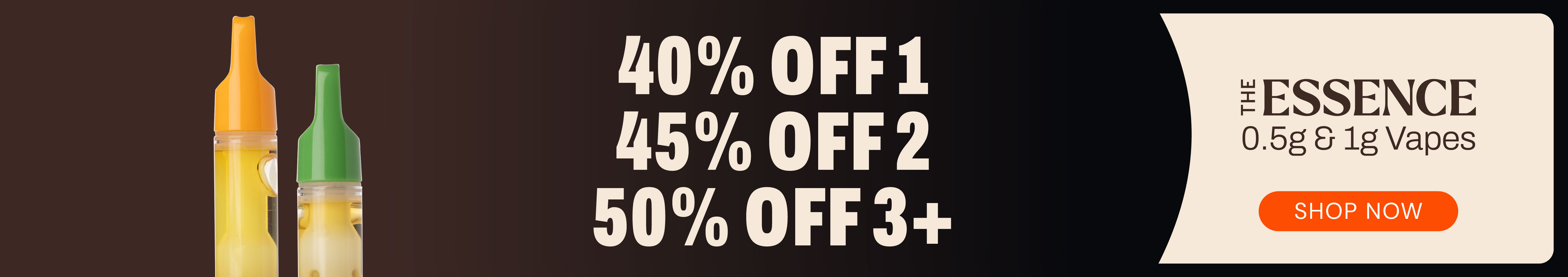The Essence .5g & 1g Vapes: 40% OFF 1, 45% OFF 2, 50% OFF 3+