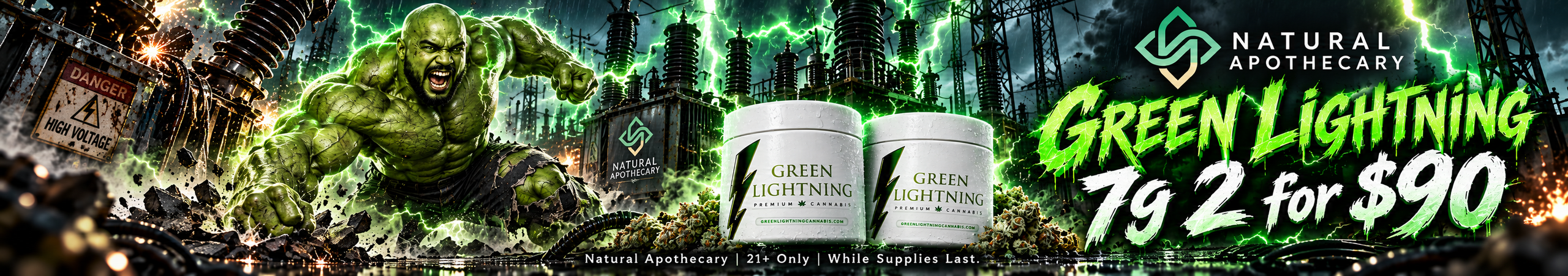 Cannabis Promo, Cannabis Sales, Cannabis Discounts, Cannabis on Sale, Green Lightning 7g 2 for $90!