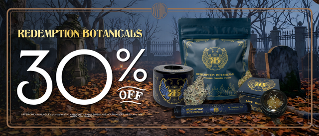 Cannabis Promo, Cannabis Sales, Cannabis Discounts, Cannabis on Sale, Redemption Botanicals 30% Off!