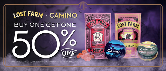 Cannabis Promo, Cannabis Sales, Cannabis Discounts, Cannabis on Sale, Lost Farms + Camino Gummies - Buy One Get One 50% Off!
