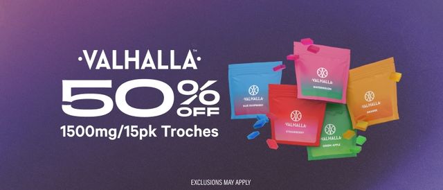 Cannabis Promo, Cannabis Sales, Cannabis Discounts, Cannabis on Sale, 50% Off Valhalla 1500mg/15pks