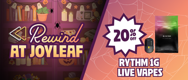 Cannabis Promo, Cannabis Sales, Cannabis Discounts, Cannabis on Sale, 20% Off Rythm 1G Live Vapes